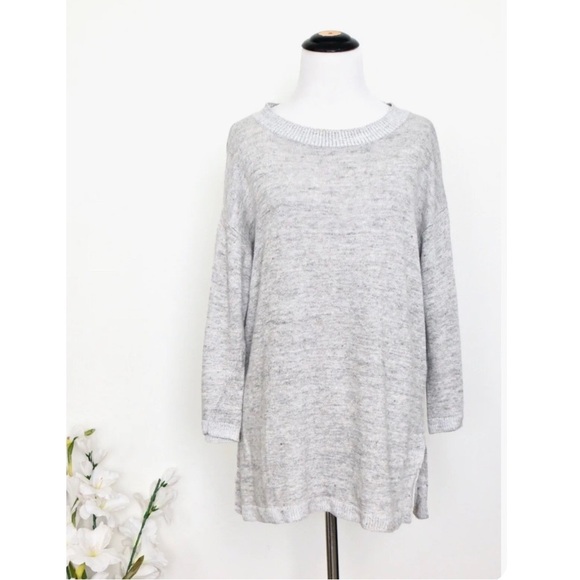 Eileen Fisher 100% Organic Linen Oversized Sweater Gray SZ XS - Picture 1 of 7
